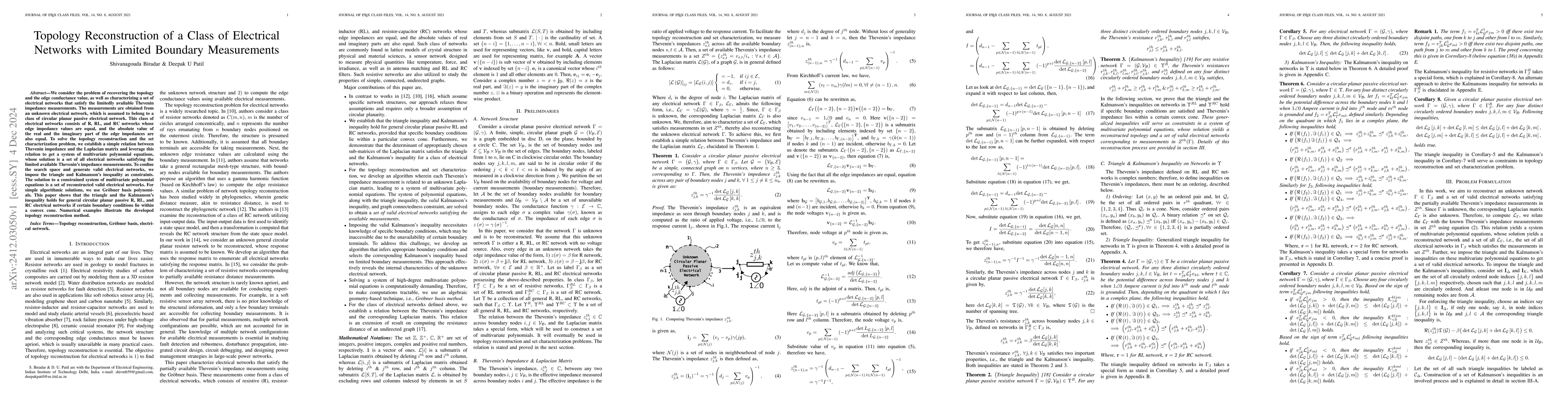 Thumbnail for Topology Reconstruction of a Class of Electrical Networks with Limited
  Boundary Measurements