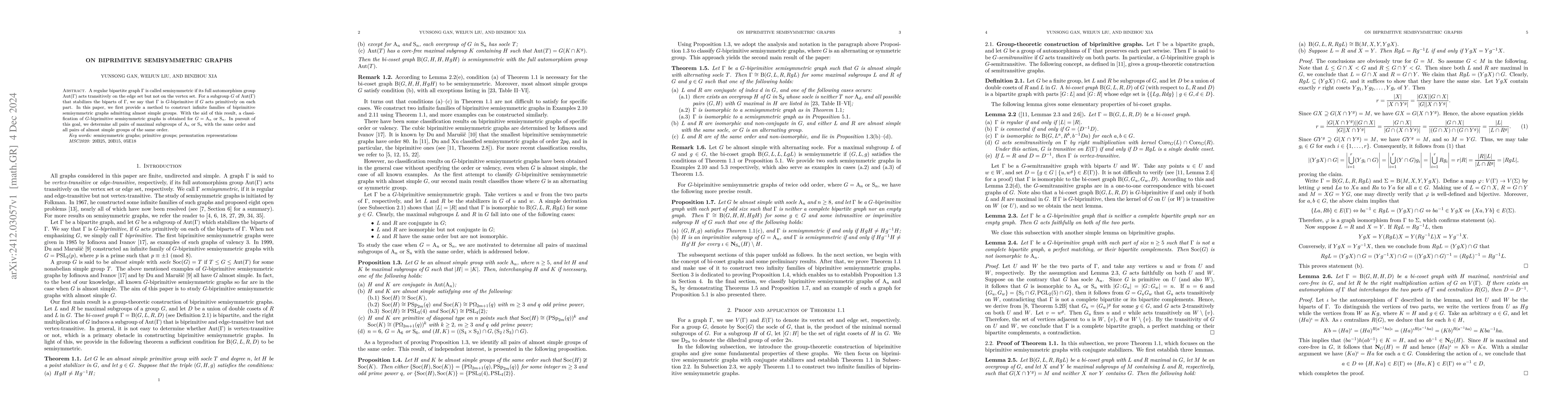 Thumbnail for On biprimitive semisymmetric graphs