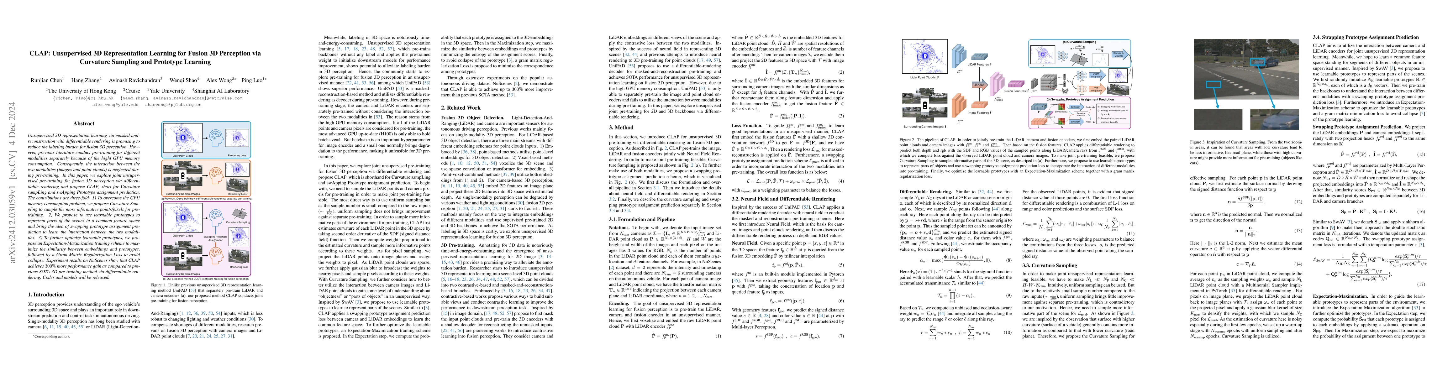 Thumbnail for CLAP: Unsupervised 3D Representation Learning for Fusion 3D Perception
  via Curvature Sampling and Prototype Learning