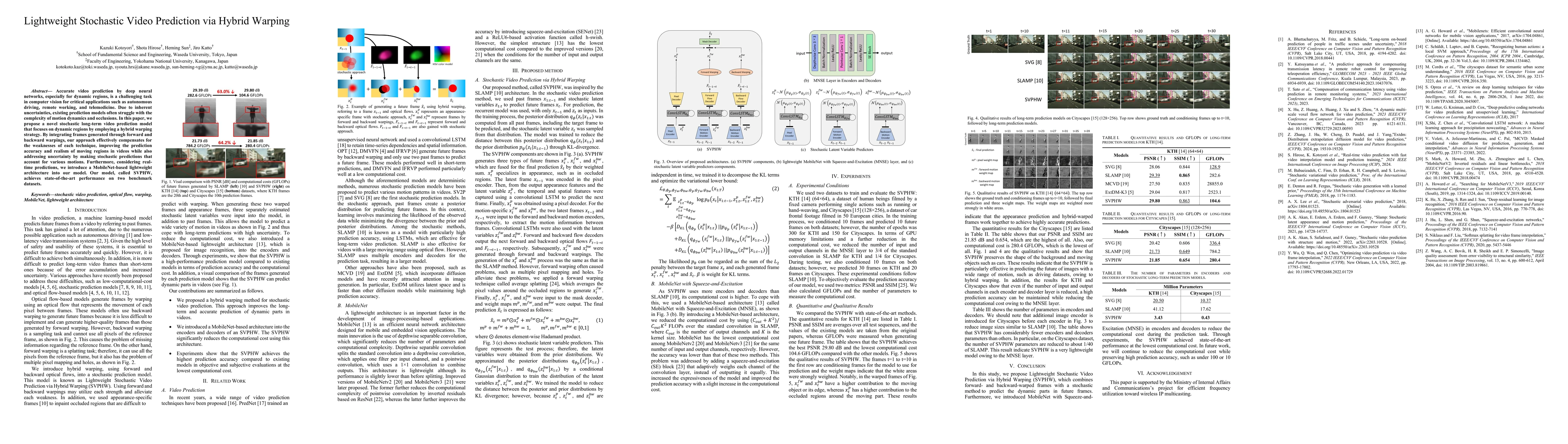 Thumbnail for Lightweight Stochastic Video Prediction via Hybrid Warping