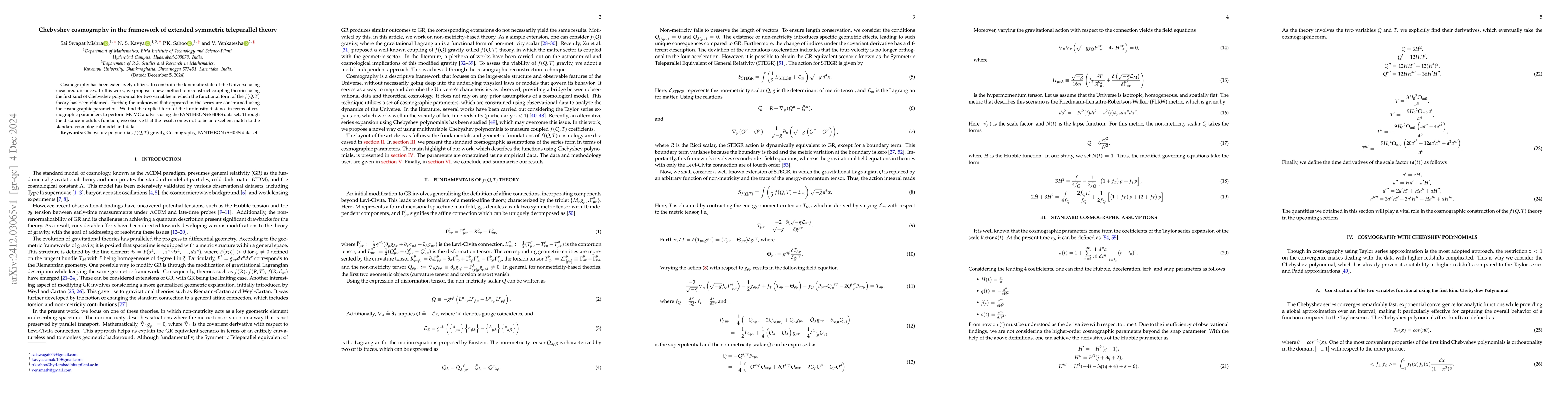 Thumbnail for Chebyshev cosmography in the framework of extended symmetric
  teleparallel theory