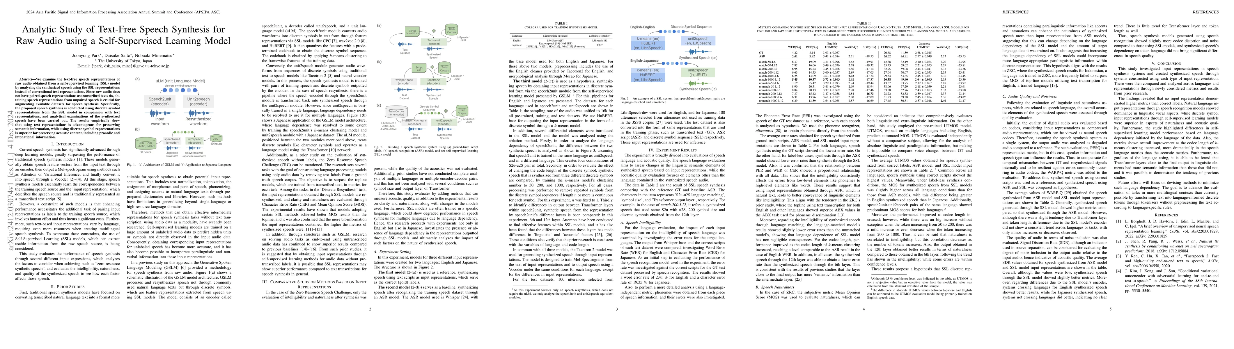 Thumbnail for Analytic Study of Text-Free Speech Synthesis for Raw Audio using a
  Self-Supervised Learning Model
