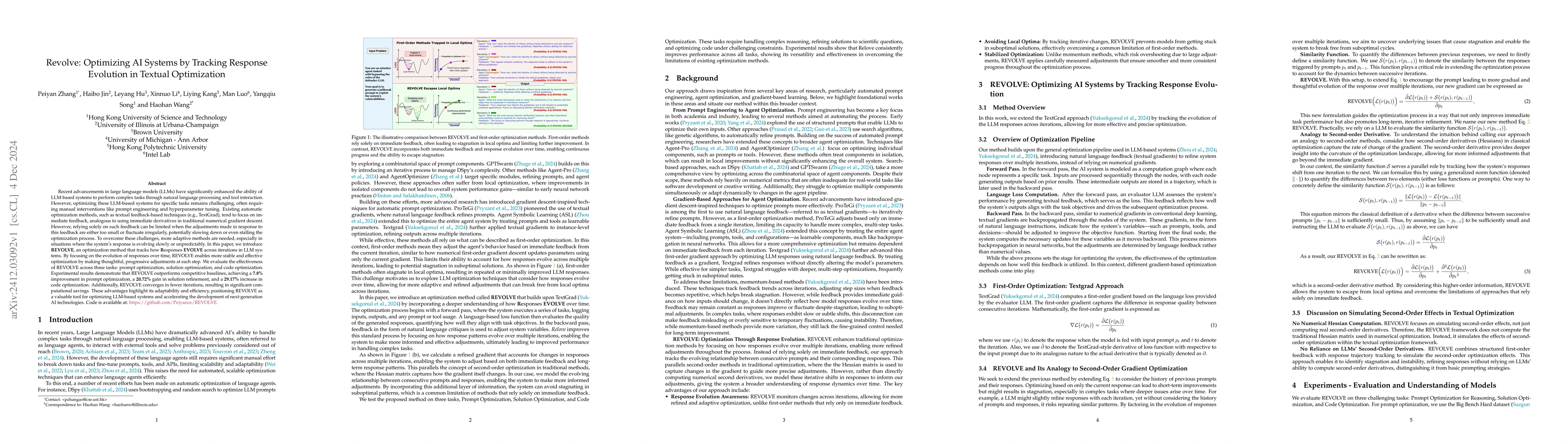 Thumbnail for Revolve: Optimizing AI Systems by Tracking Response Evolution in Textual
  Optimization