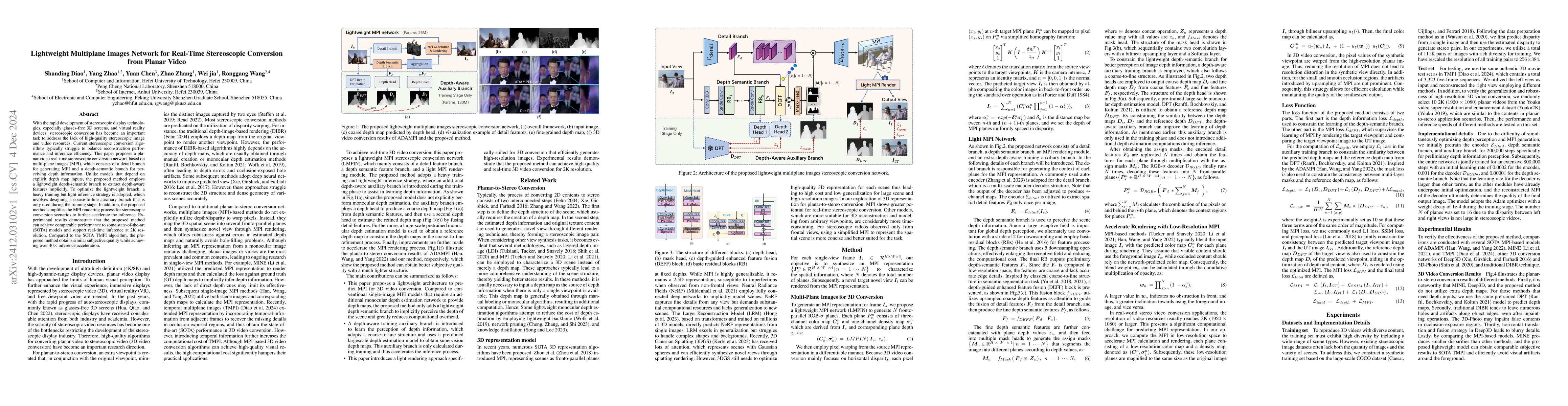Thumbnail for Lightweight Multiplane Images Network for Real-Time Stereoscopic
  Conversion from Planar Video