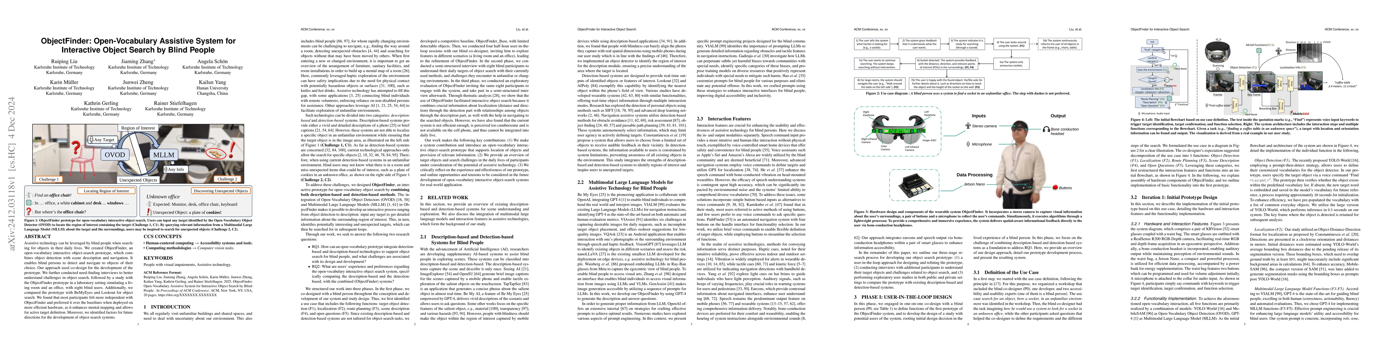 Thumbnail for ObjectFinder: Open-Vocabulary Assistive System for Interactive Object
  Search by Blind People