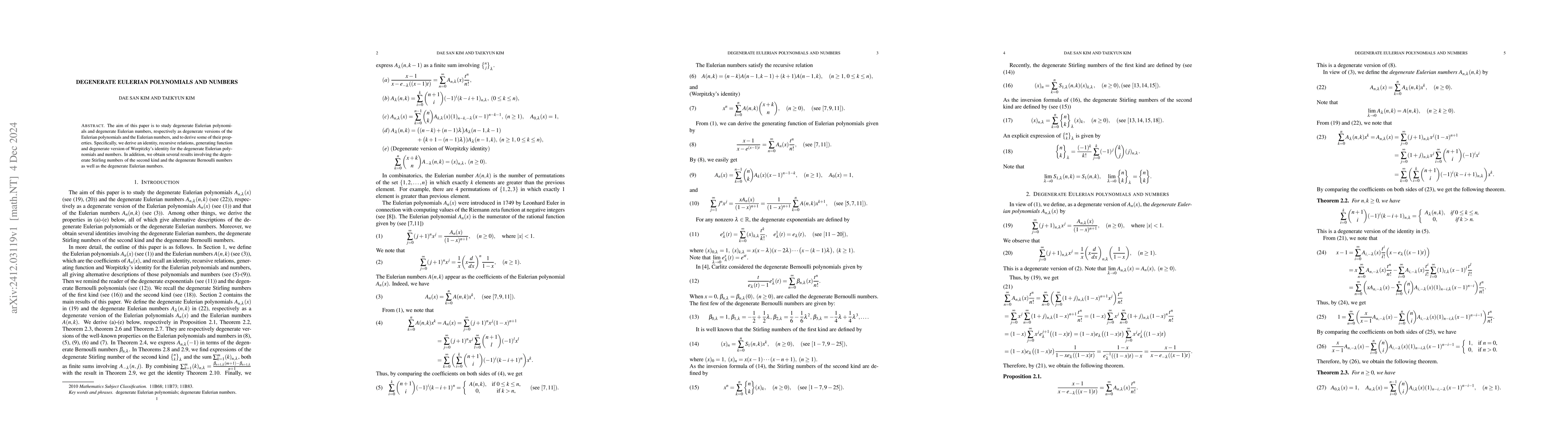 Thumbnail for Degenerate Eulerian polynomials and numbers