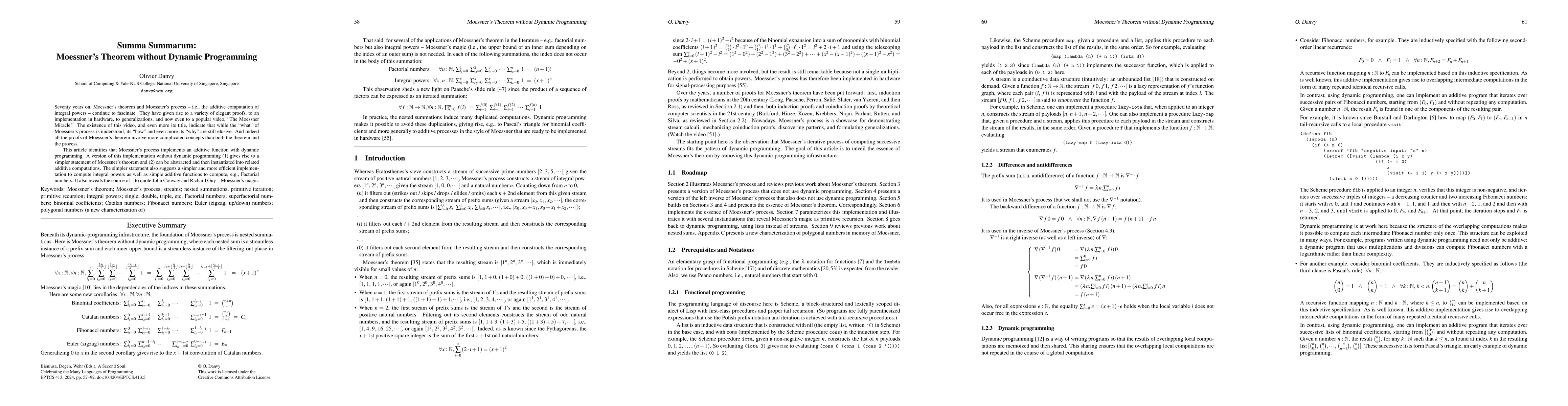Thumbnail for Summa Summarum: Moessner's Theorem without Dynamic Programming