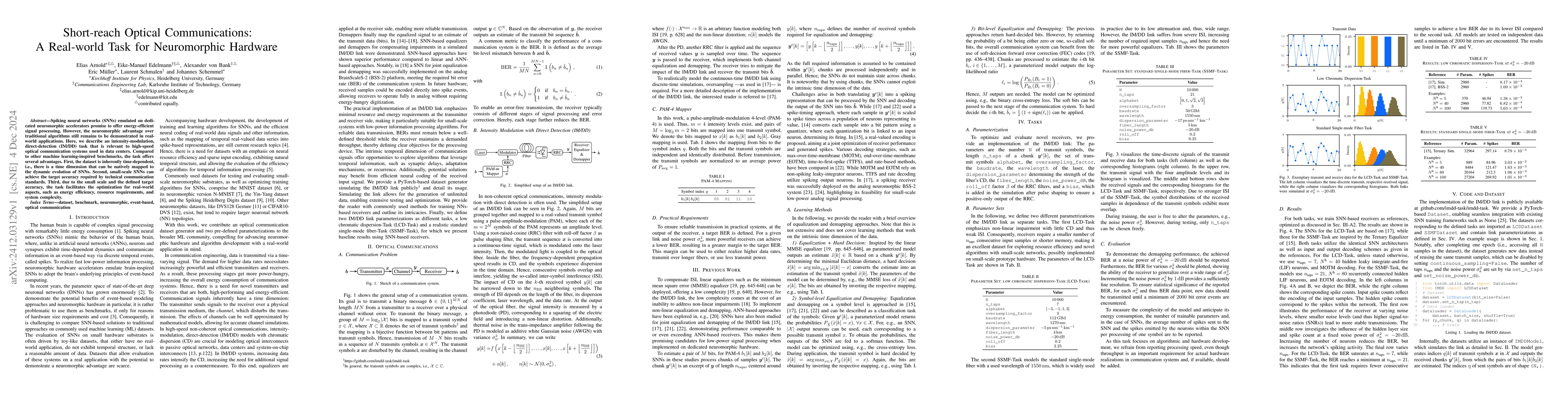 Thumbnail for Short-reach Optical Communications: A Real-world Task for Neuromorphic
  Hardware