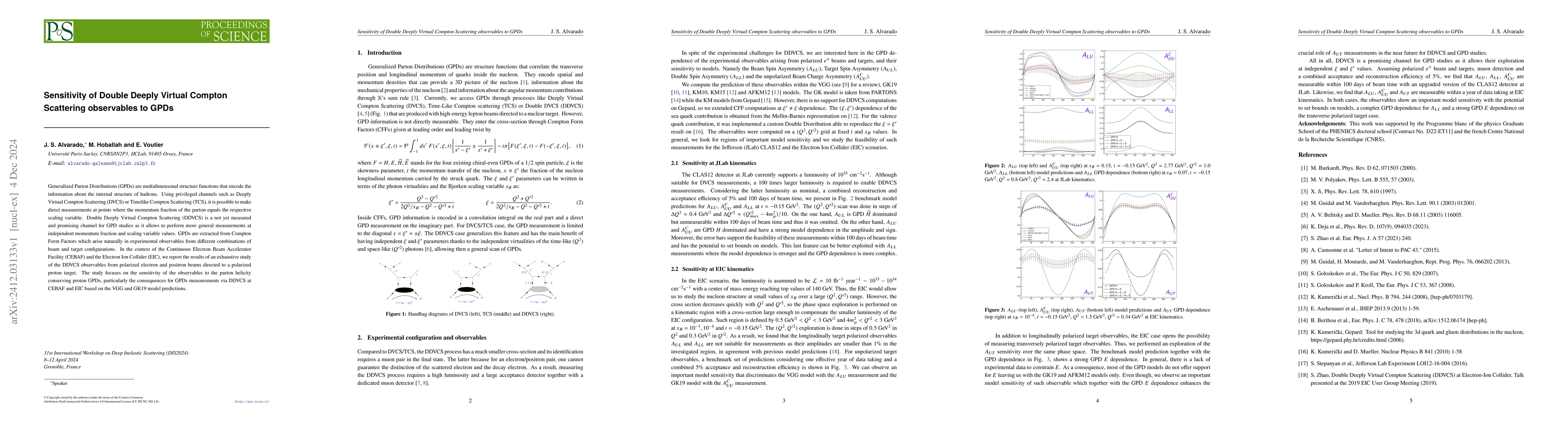Thumbnail for Sensitivity of Double Deeply Virtual Compton Scattering observables to
  GPDs