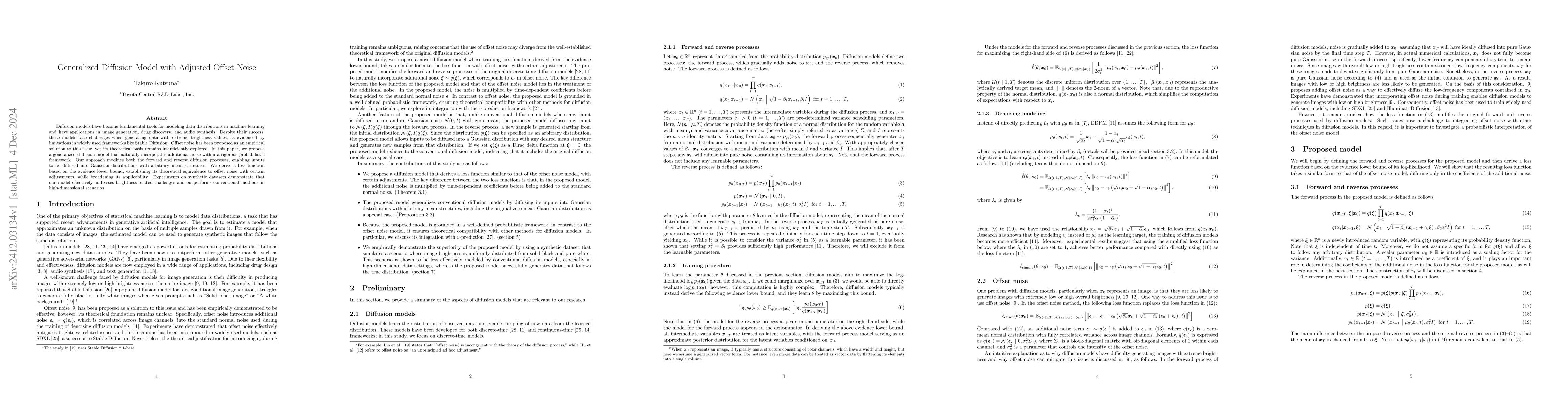 Thumbnail for Generalized Diffusion Model with Adjusted Offset Noise