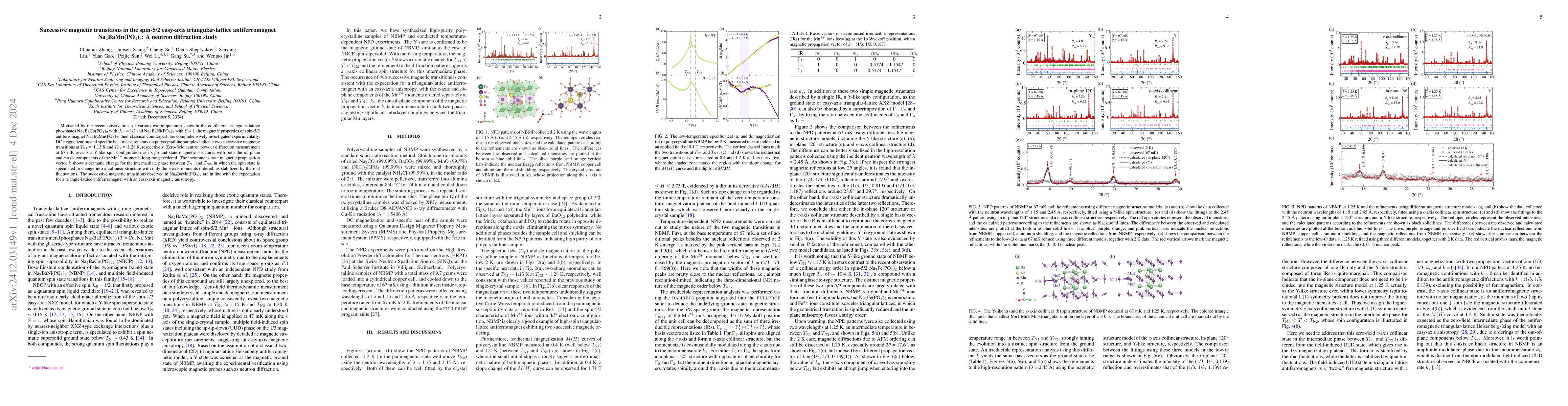 Thumbnail for Successive magnetic transitions in the spin-5/2 easy-axis
  triangular-lattice antiferromagnet Na$_2$BaMn(PO$_4$)$_2$: A neutron
  diffraction study