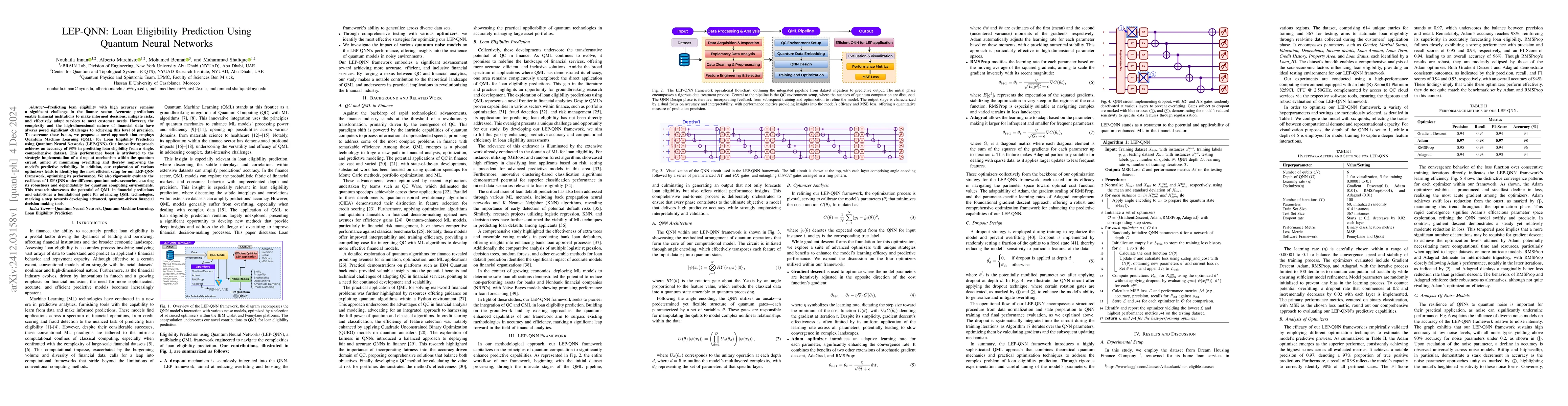 Thumbnail for LEP-QNN: Loan Eligibility Prediction Using Quantum Neural Networks