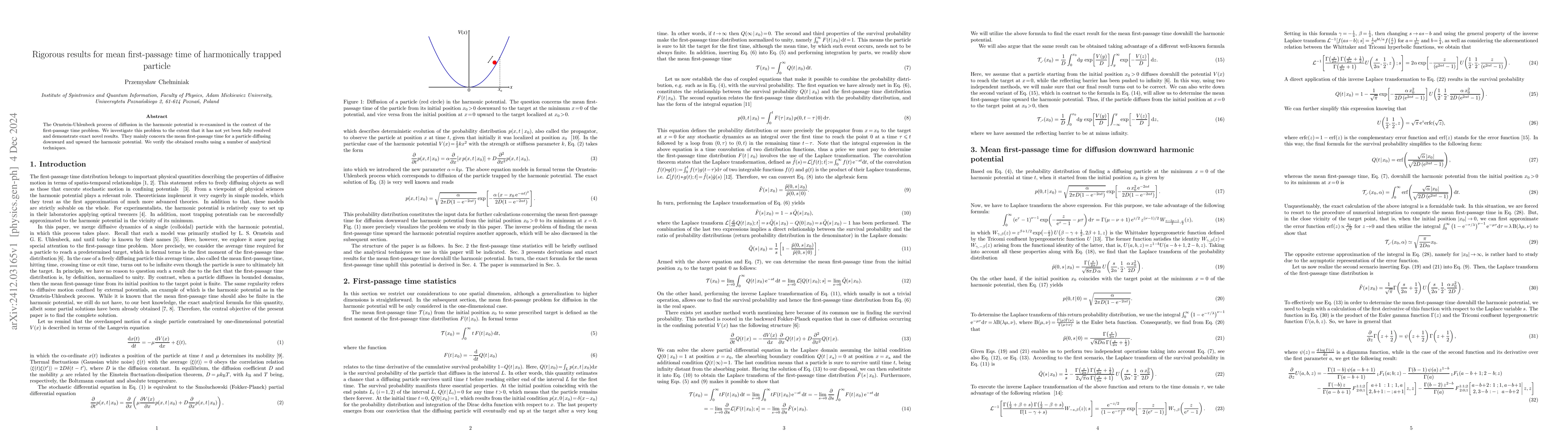 Thumbnail for Rigorous results for mean first-passage time of harmonically trapped
  particle