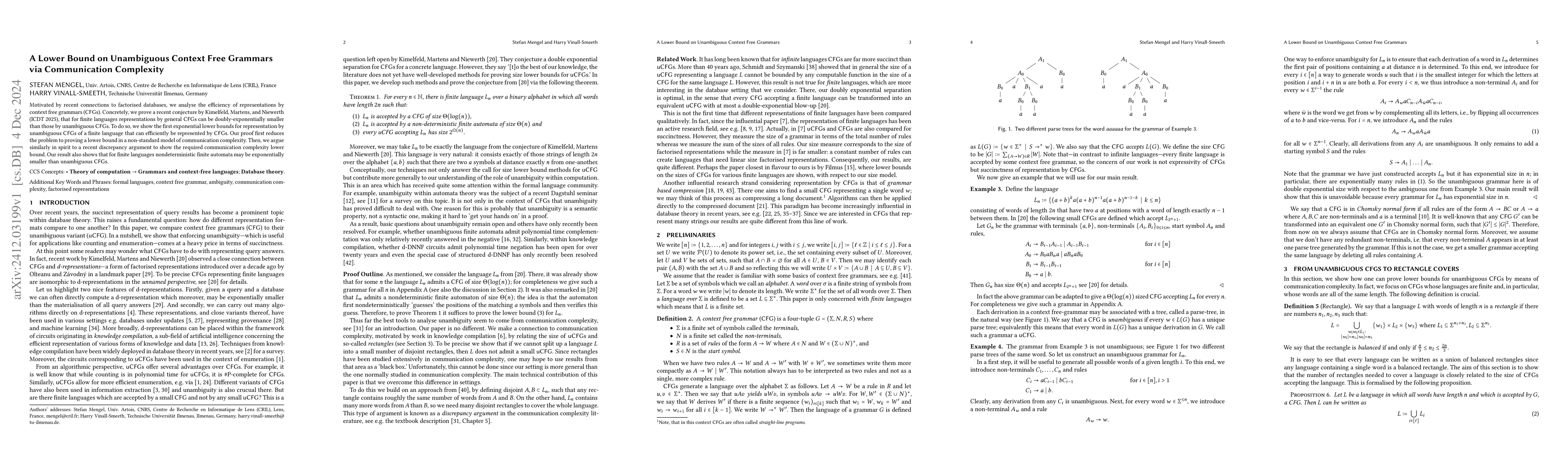 Thumbnail for A Lower Bound on Unambiguous Context Free Grammars via Communication
  Complexity
