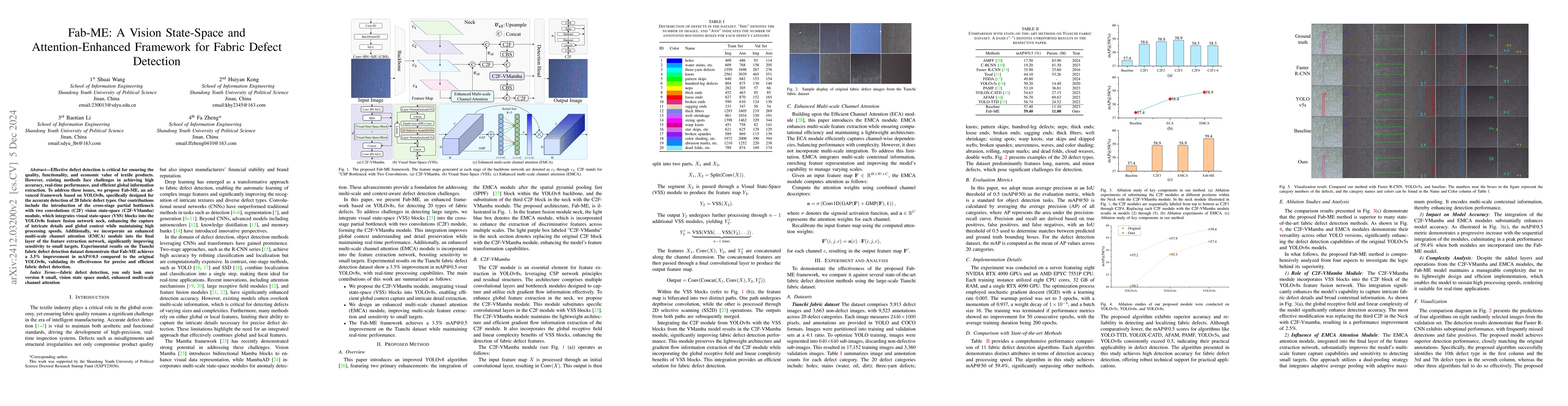 Thumbnail for Fab-ME: A Vision State-Space and Attention-Enhanced Framework for Fabric
  Defect Detection