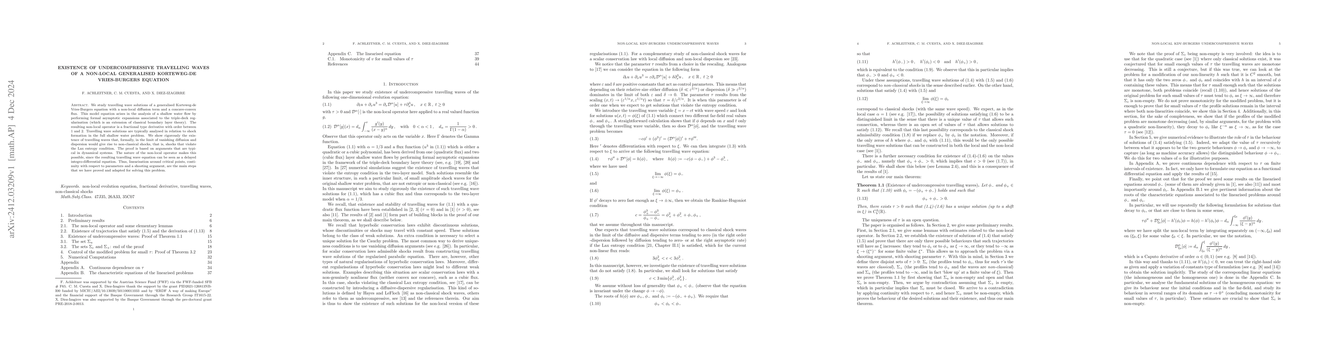 Thumbnail for Existence of undercompressive travelling waves of a non-local
  generalised Korteweg-de Vries-Burgers equation
