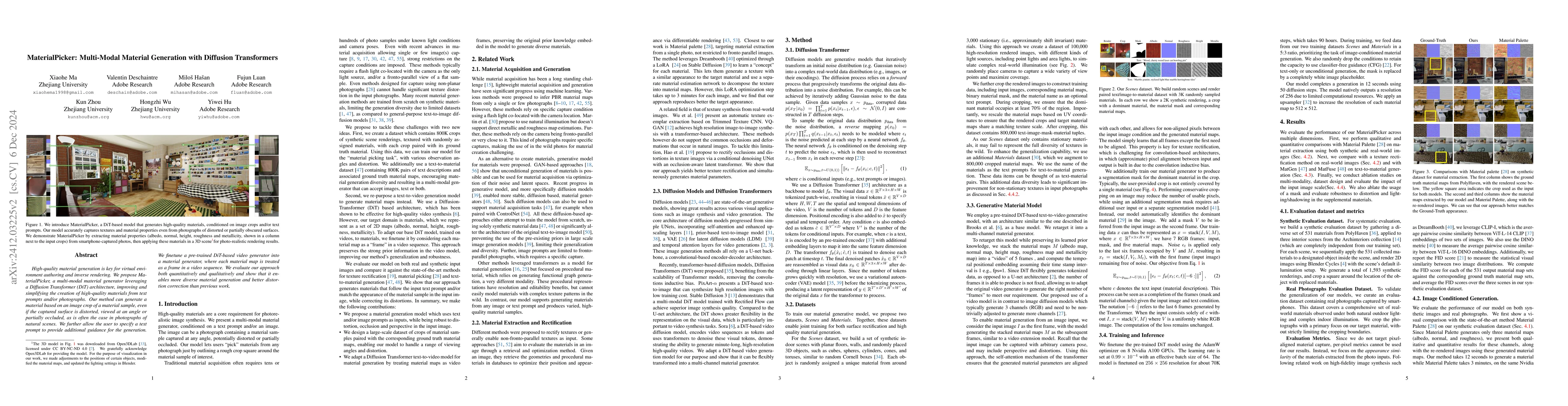 Thumbnail for MaterialPicker: Multi-Modal Material Generation with Diffusion
  Transformers