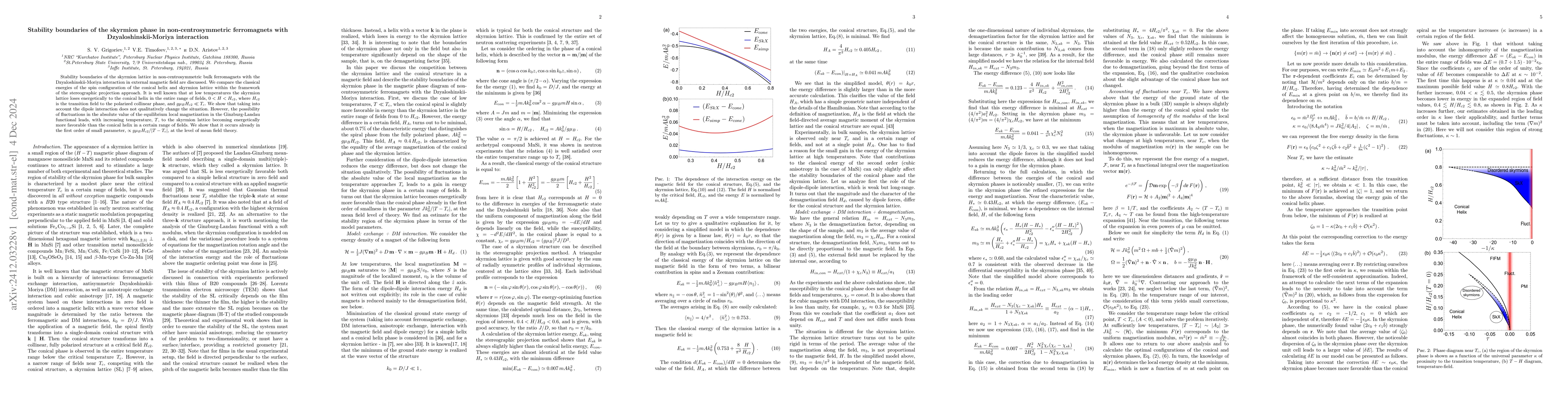 Thumbnail for Stability boundaries of the skyrmion phase in non-centrosymmetric
  ferromagnets with Dzyaloshinskii-Moriya interaction