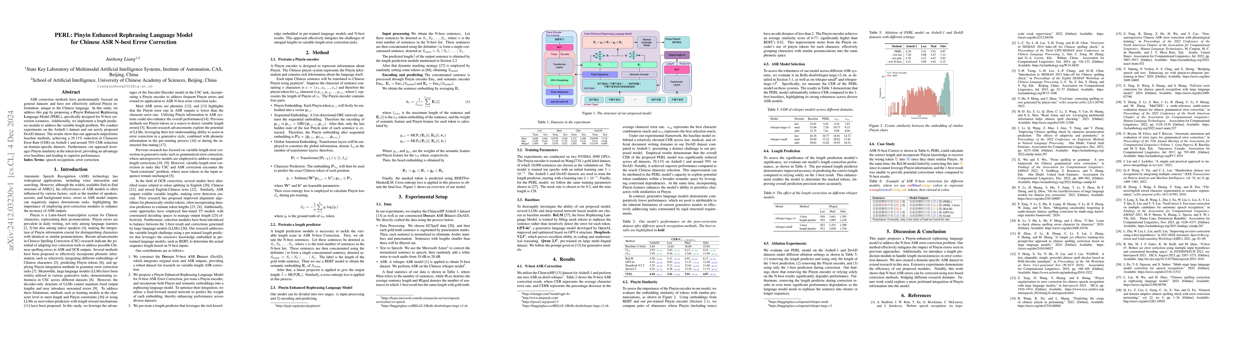 Thumbnail for PERL: Pinyin Enhanced Rephrasing Language Model for Chinese ASR N-best
  Error Correction
