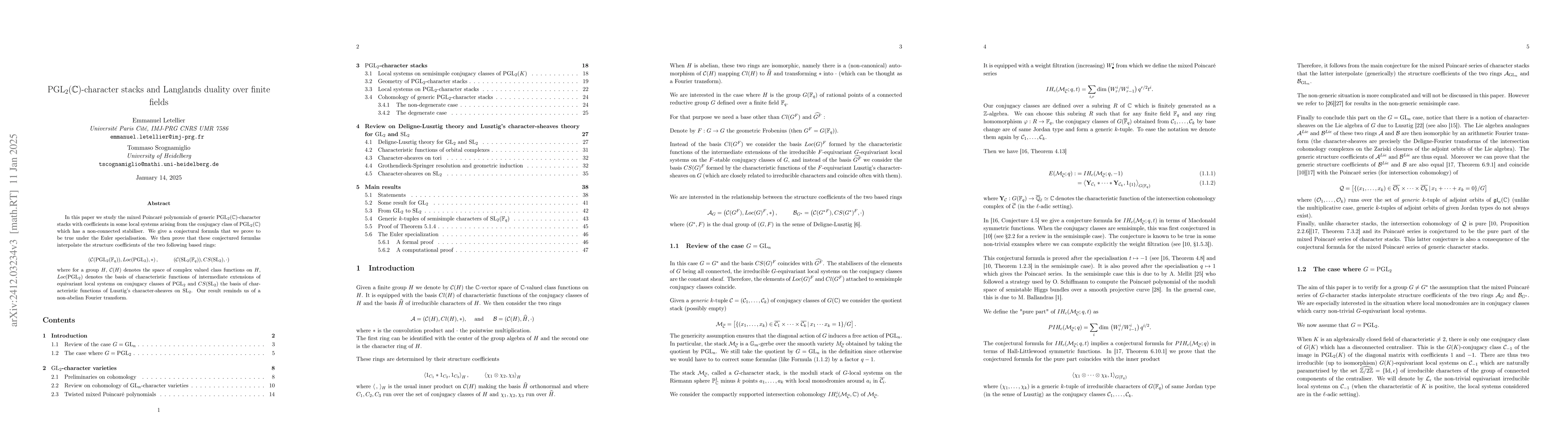 Thumbnail for $\mathrm{PGL}_2(\mathbb{C})$-character varieties and Langlands duality
  over finite fields