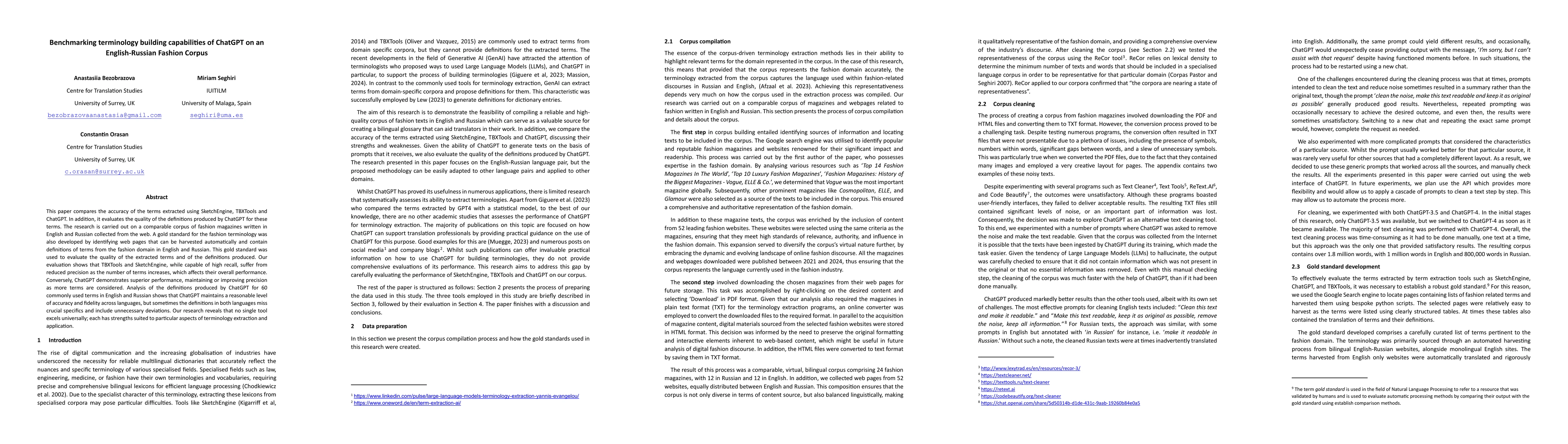 Thumbnail for Benchmarking terminology building capabilities of ChatGPT on an
  English-Russian Fashion Corpus