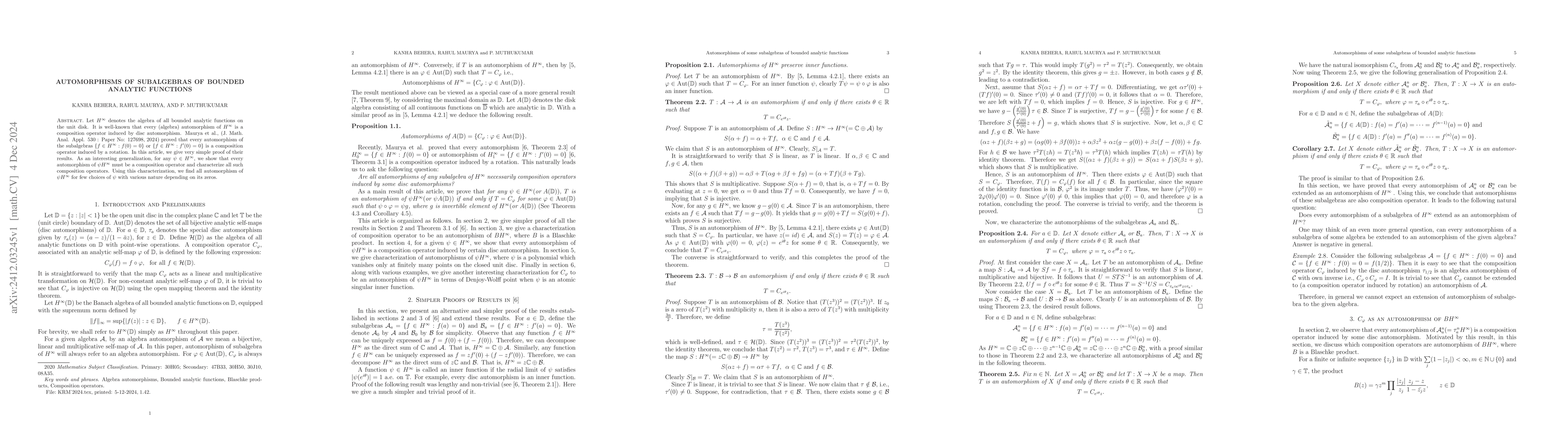 Thumbnail for Automorphisms of subalgebras of bounded analytic functions