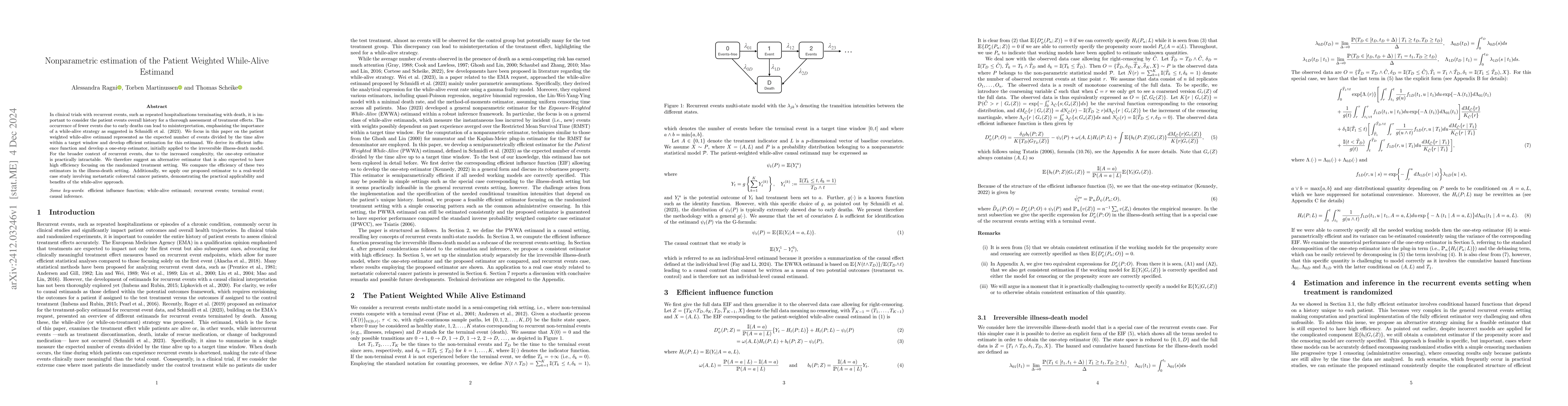 Thumbnail for Nonparametric estimation of the Patient Weighted While-Alive Estimand