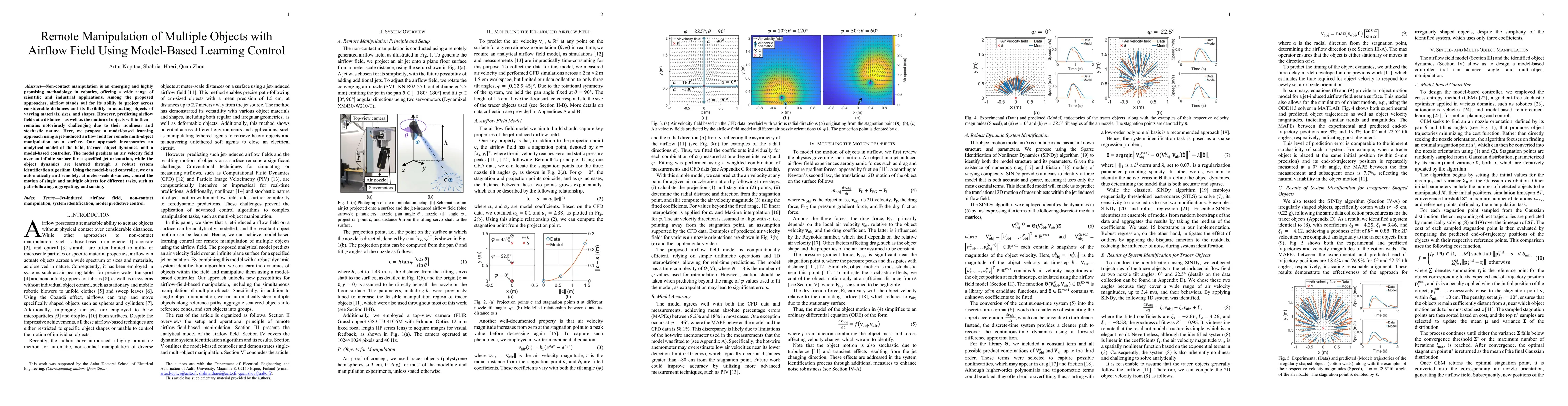 Thumbnail for Remote Manipulation of Multiple Objects with Airflow Field Using
  Model-Based Learning Control