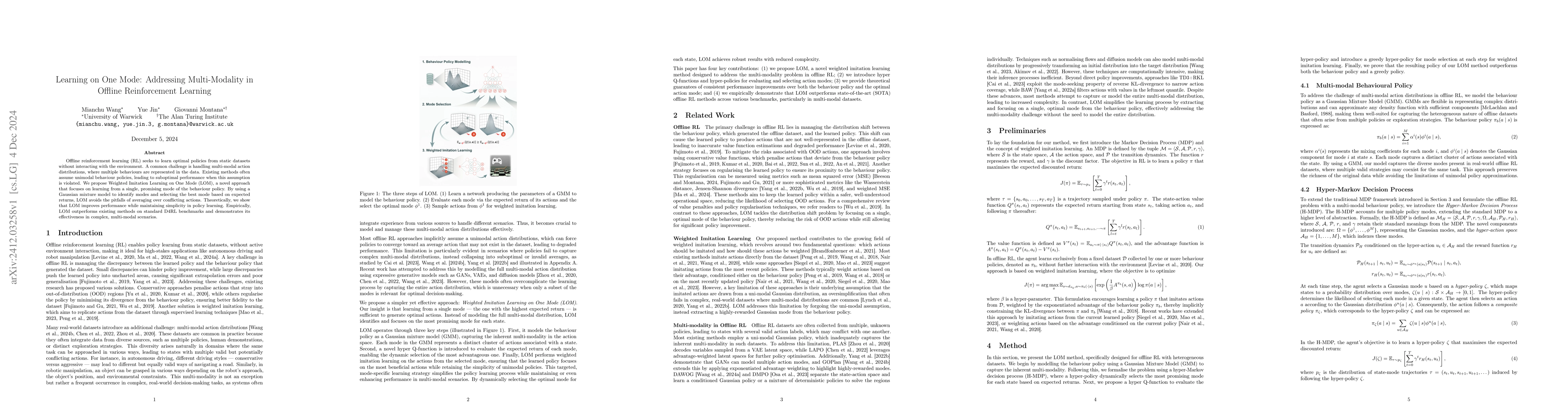 Thumbnail for Learning on One Mode: Addressing Multi-Modality in Offline Reinforcement
  Learning