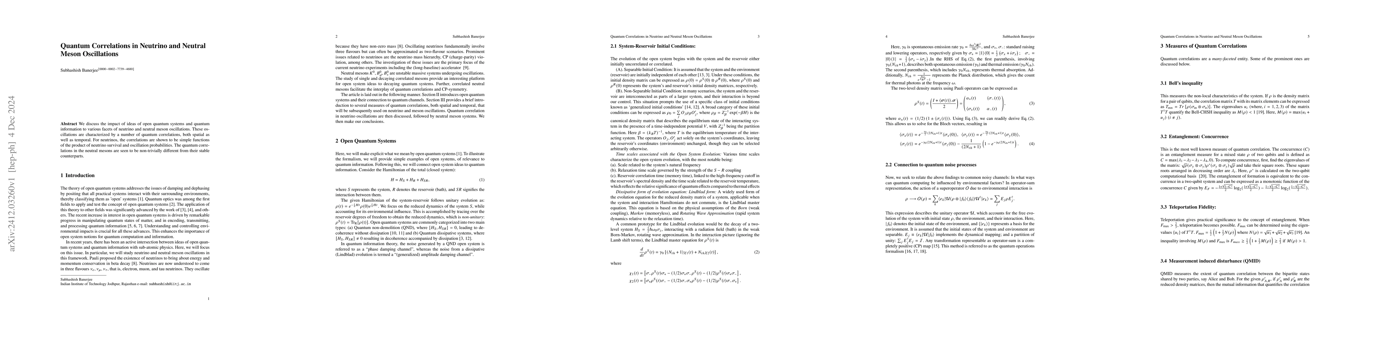 Thumbnail for Quantum Correlations in Neutrino and Neutral Meson Oscillations