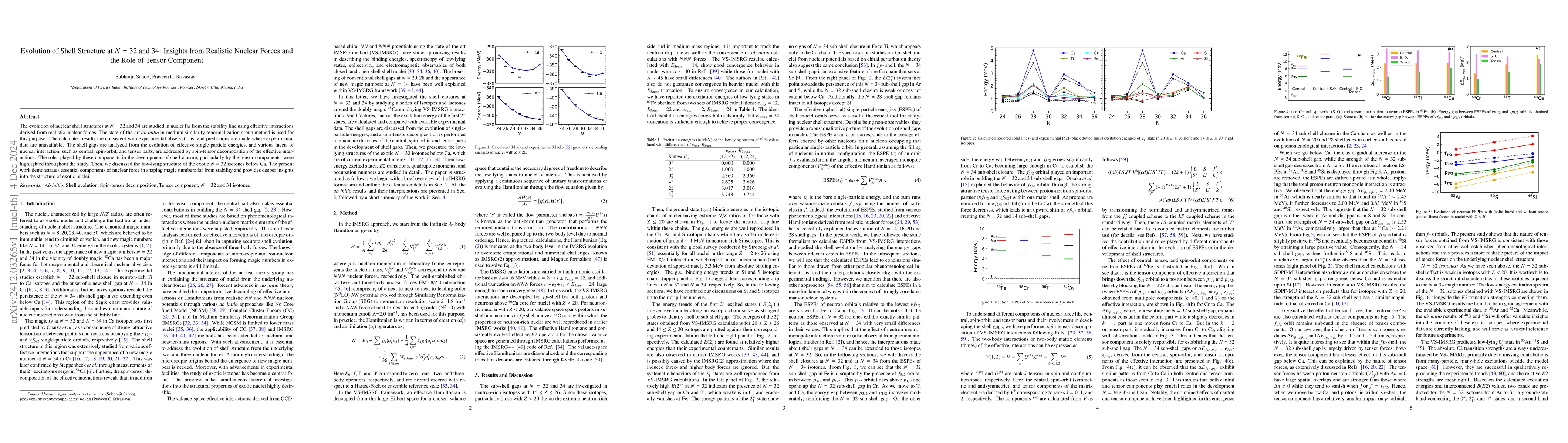 Thumbnail for Evolution of Shell Structure at $N=32$ and 34: Insights from Realistic
  Nuclear Forces and the Role of Tensor Component