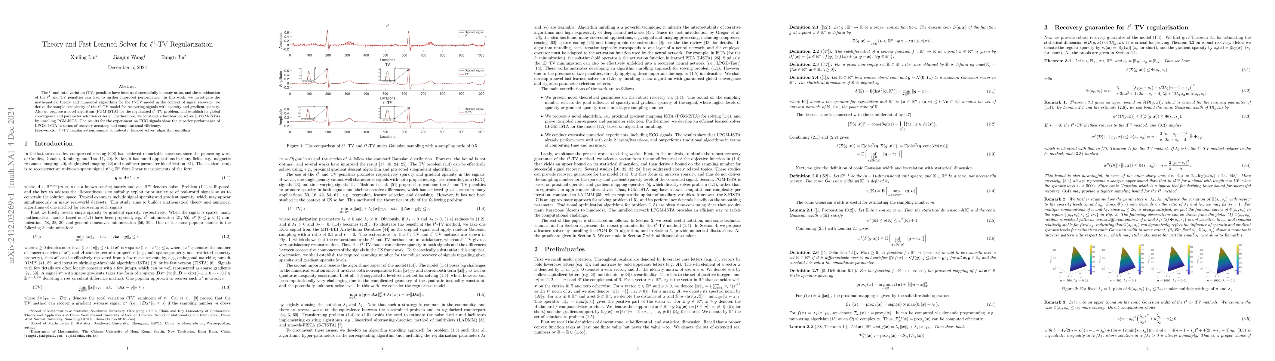 Thumbnail for Theory and Fast Learned Solver for $\ell^1$-TV Regularization