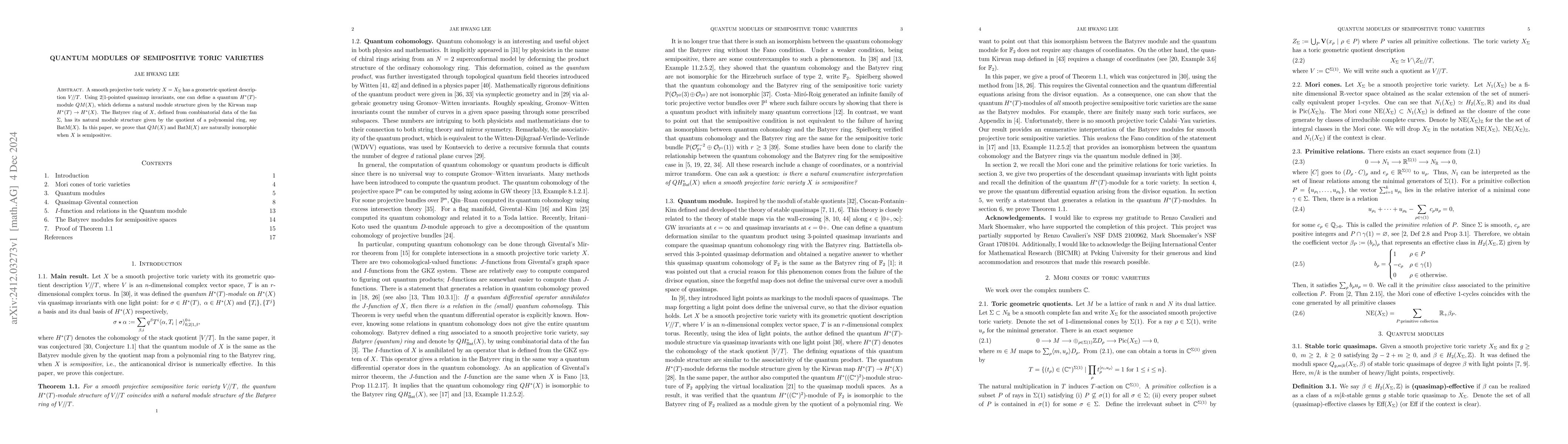 Thumbnail for Quantum Modules of Semipositive Toric Varieties