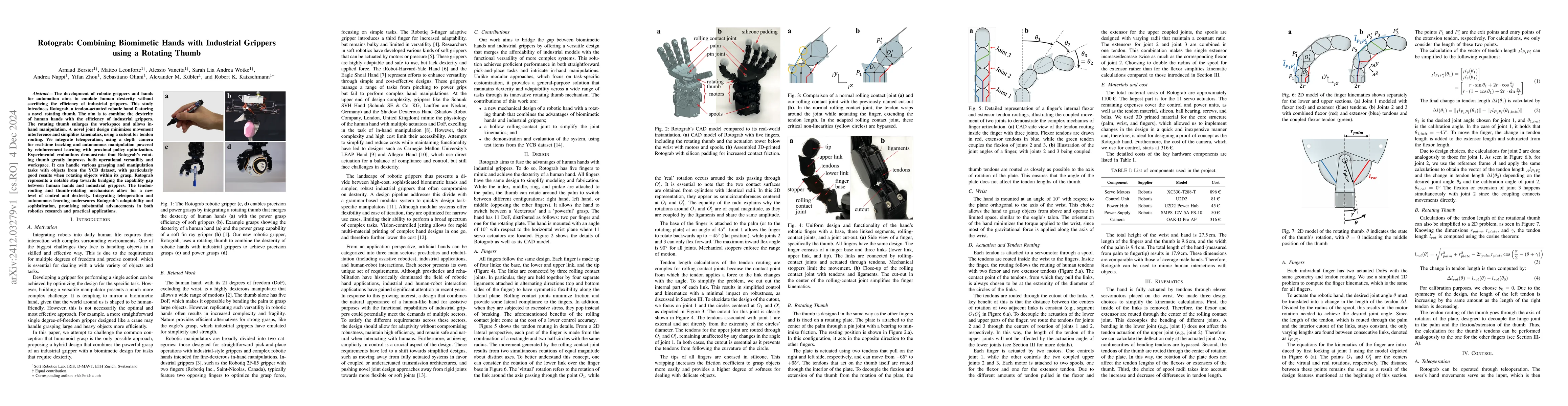 Thumbnail for Rotograb: Combining Biomimetic Hands with Industrial Grippers using a
  Rotating Thumb