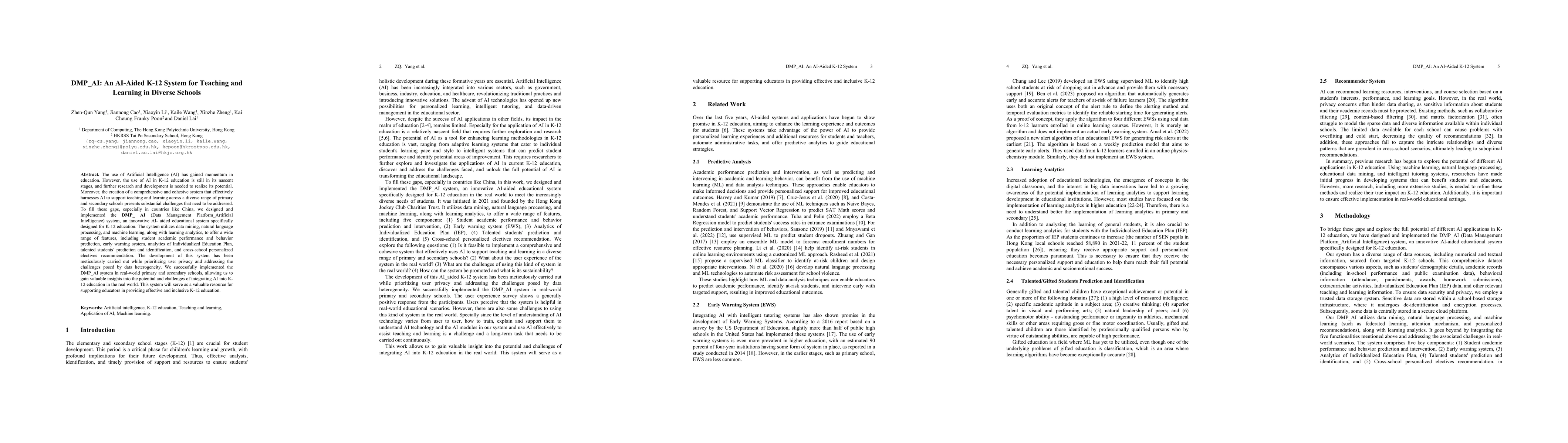 Thumbnail for DMP_AI: An AI-Aided K-12 System for Teaching and Learning in Diverse
  Schools