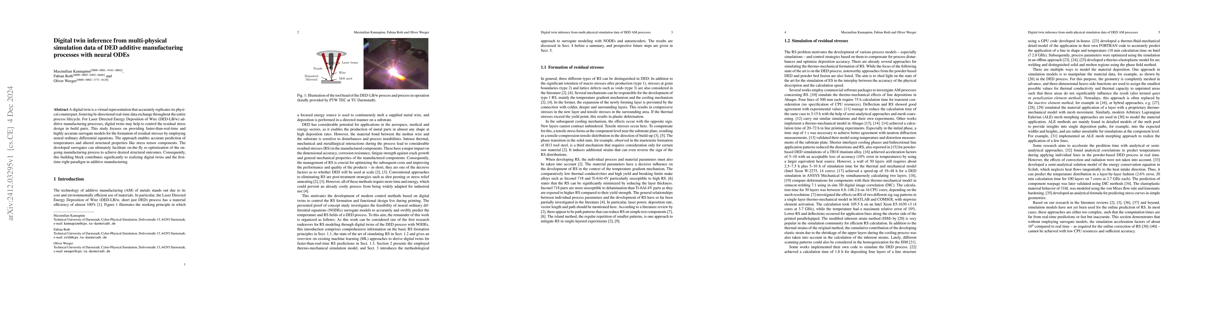 Thumbnail for Digital twin inference from multi-physical simulation data of DED
  additive manufacturing processes with neural ODEs