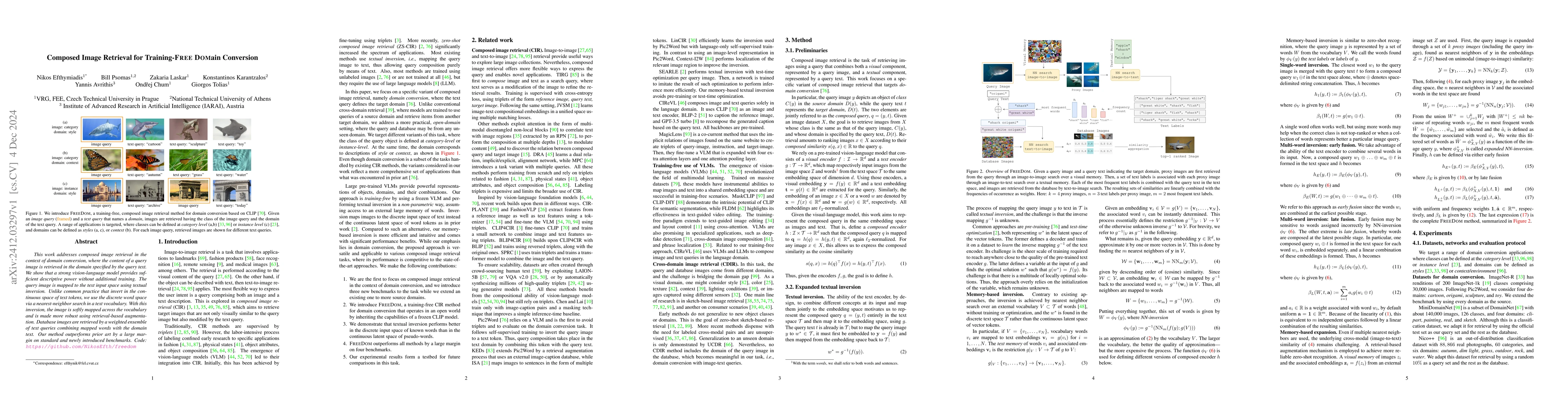 Thumbnail for Composed Image Retrieval for Training-Free Domain Conversion