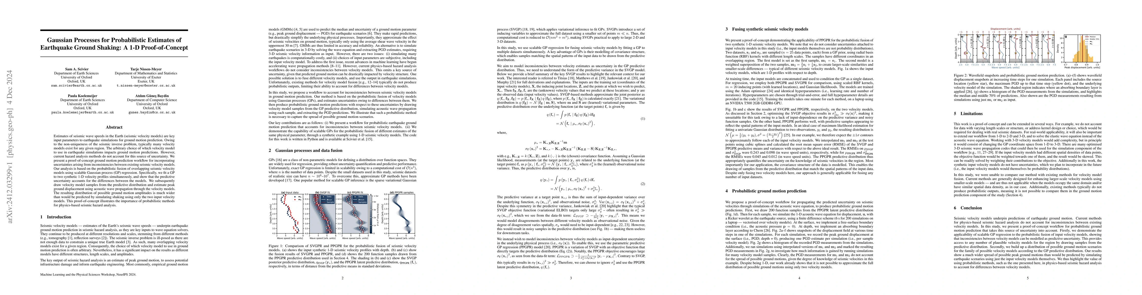 Thumbnail for Gaussian Processes for Probabilistic Estimates of Earthquake Ground
  Shaking: A 1-D Proof-of-Concept