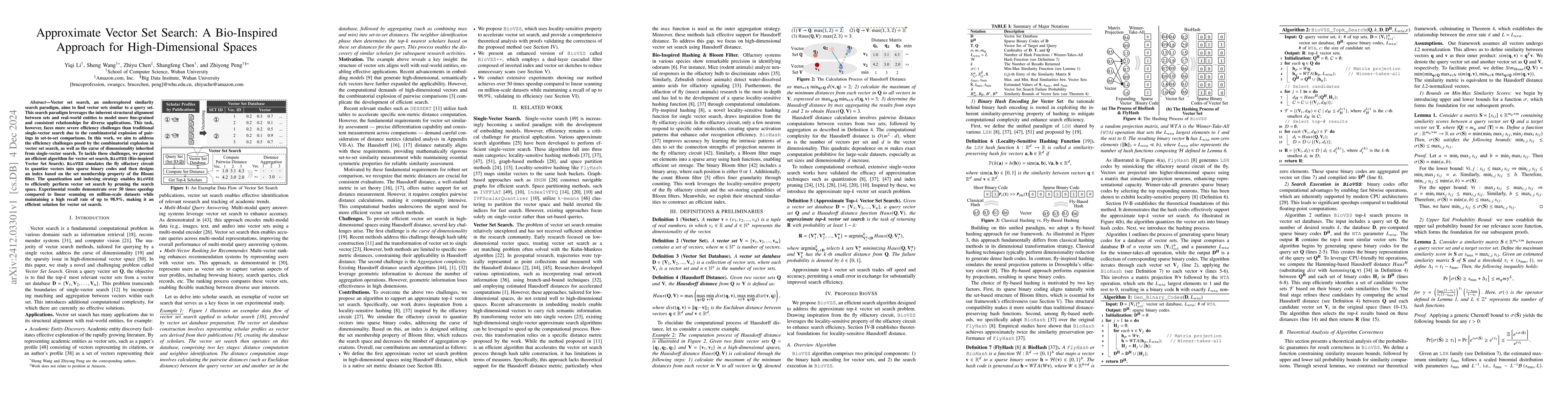 Thumbnail for Approximate Vector Set Search: A Bio-Inspired Approach for
  High-Dimensional Spaces