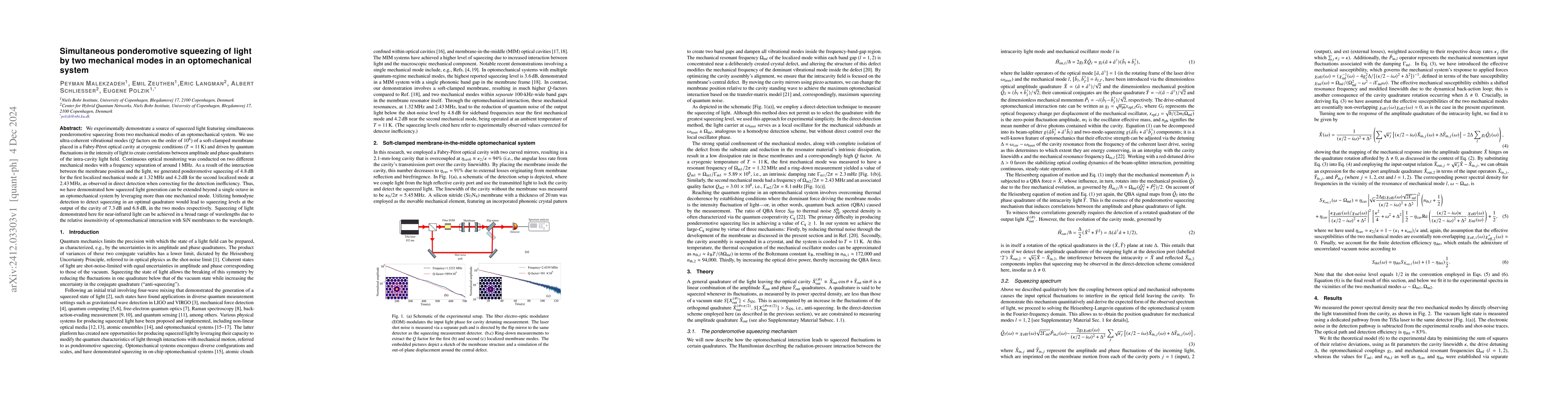 Thumbnail for Simultaneous ponderomotive squeezing of light by two mechanical modes in
  an optomechanical system