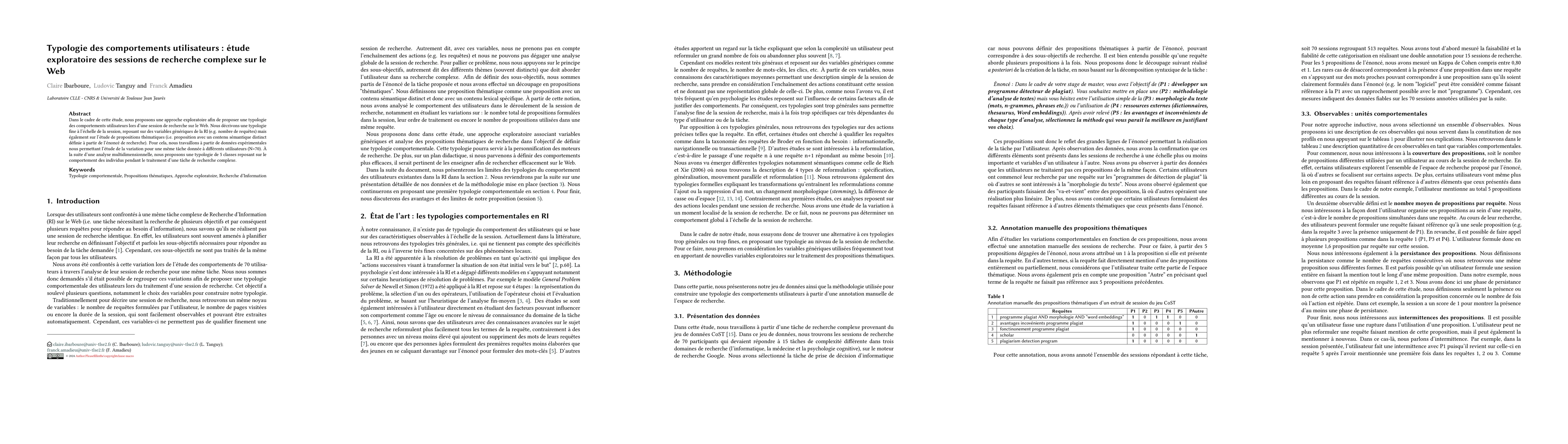 Thumbnail for Typologie des comportements utilisateurs : {é}tude exploratoire des
  sessions de recherche complexe sur le Web