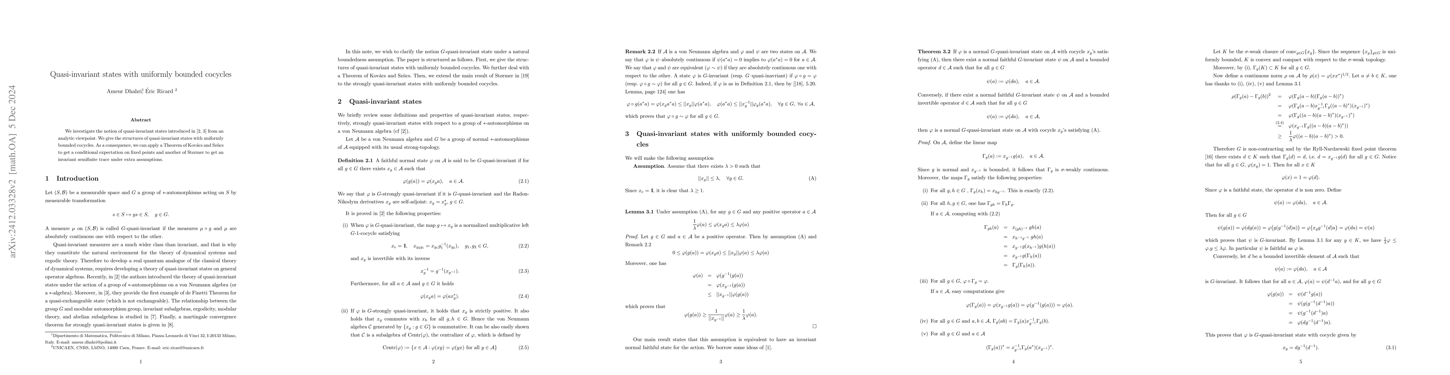 Thumbnail for Quasi-invariant states with uniformly bounded cocycles