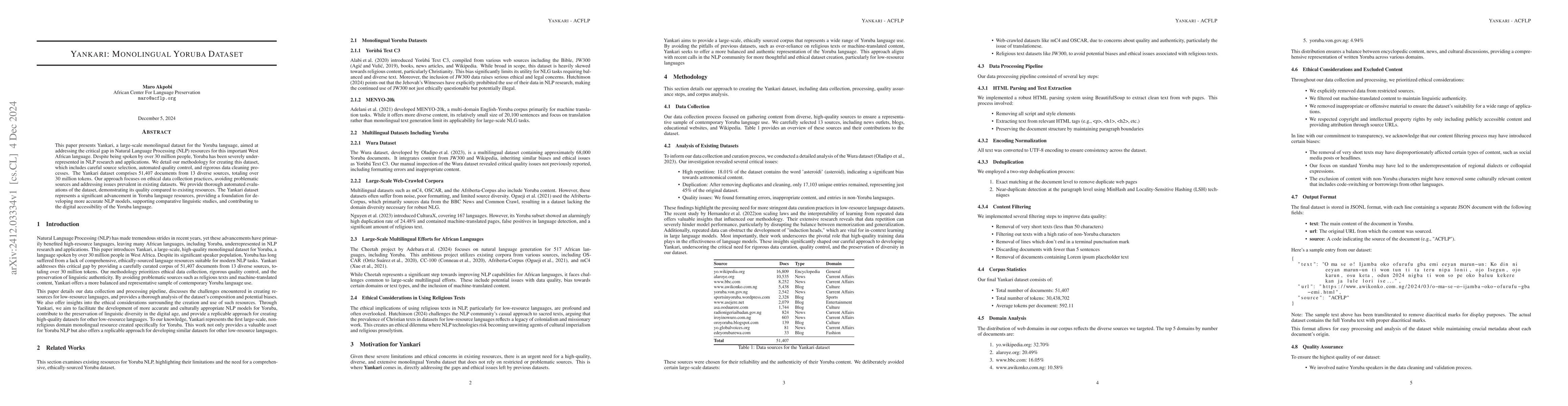 Thumbnail for Yankari: A Monolingual Yoruba Dataset