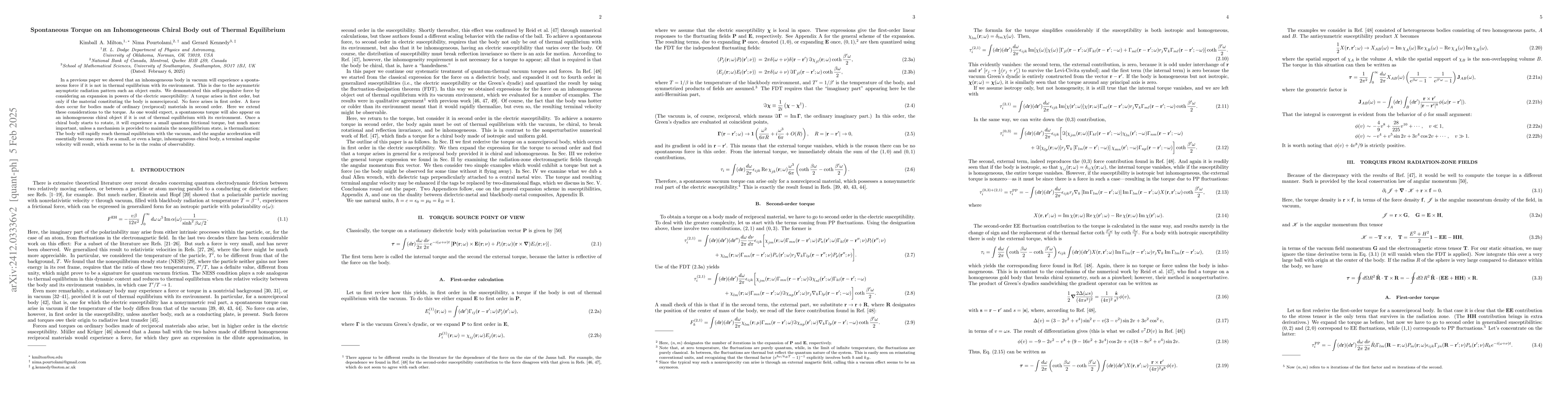 Thumbnail for Spontaneous Torque on an Inhomogeneous Chiral Body out of Thermal
  Equilibrium