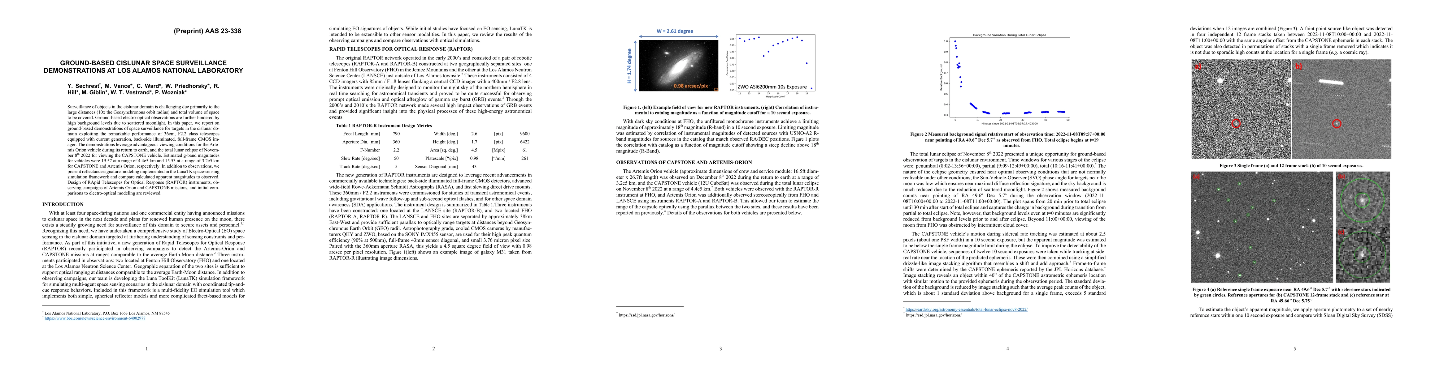 Thumbnail for Ground-based Cislunar Space Surveillance Demonstrations at Los Alamos
  National Laboratory