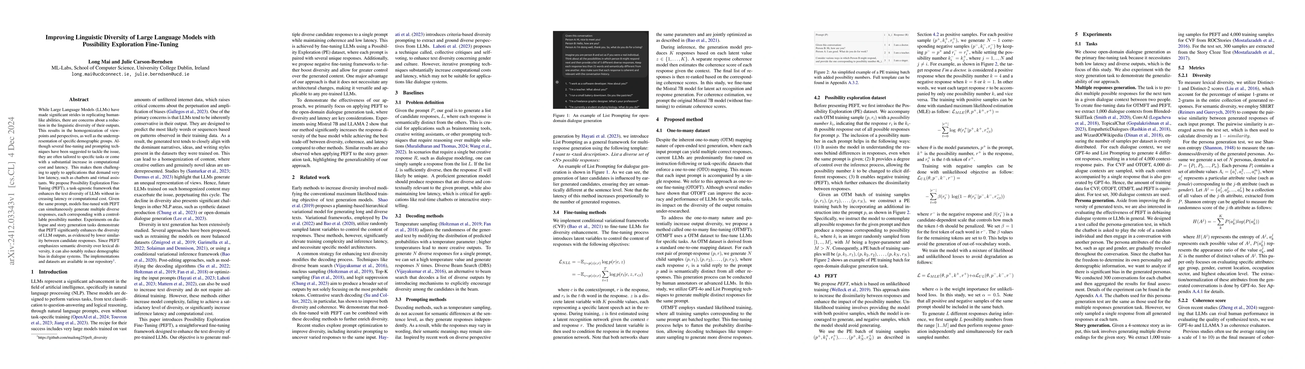Thumbnail for Improving Linguistic Diversity of Large Language Models with Possibility
  Exploration Fine-Tuning