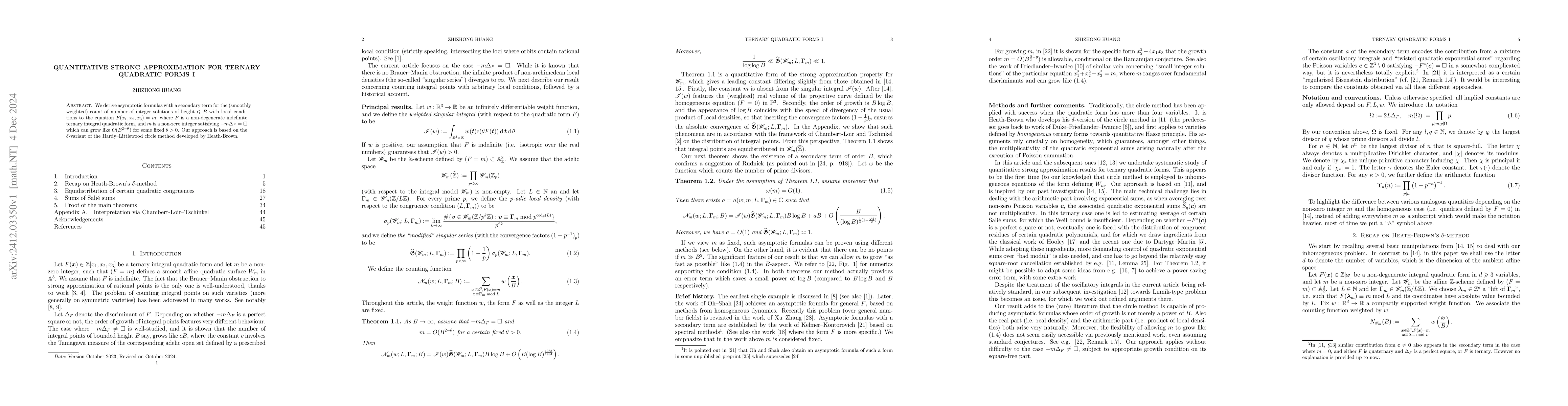 Thumbnail for Quantitative strong approximation for ternary quadratic forms I