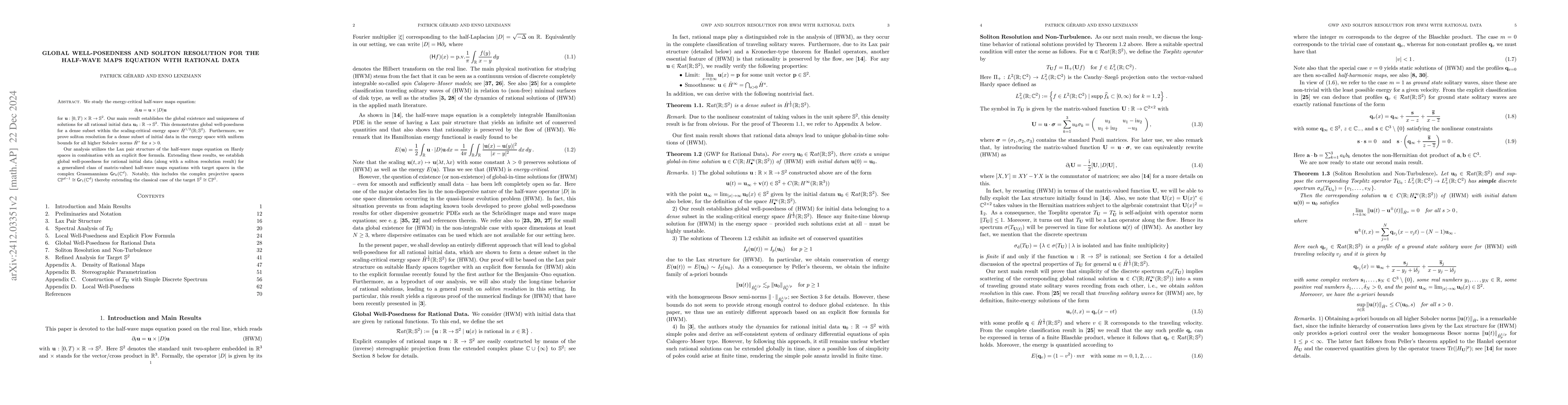Thumbnail for Global Well-Posedness and Soliton Resolution for the Half-Wave Maps
  Equation with Rational Data