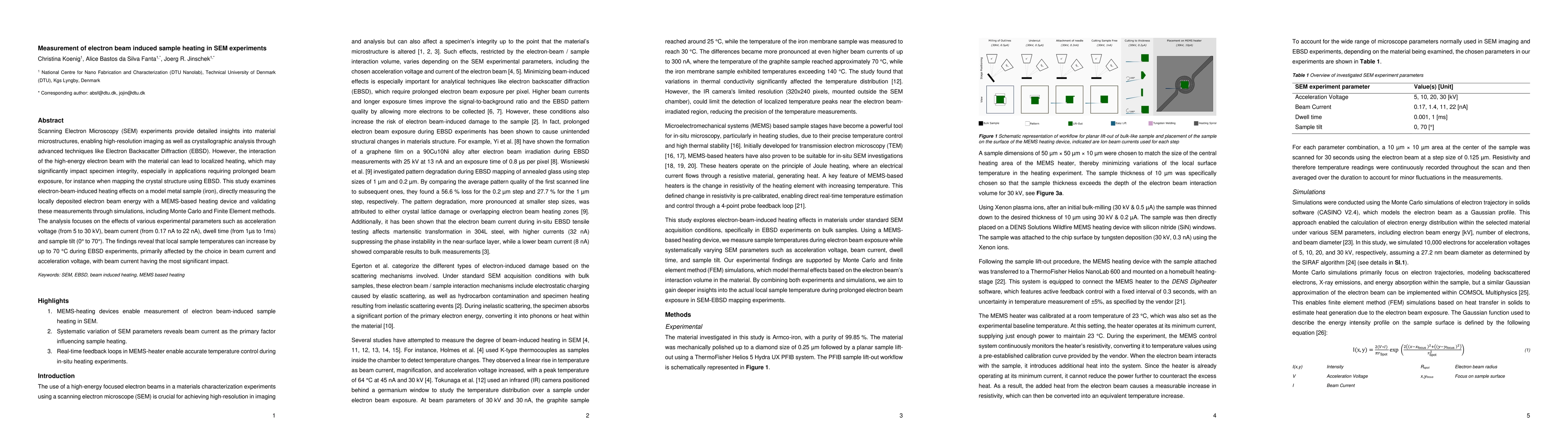 Thumbnail for Measurement of electron beam induced sample heating in SEM experiments