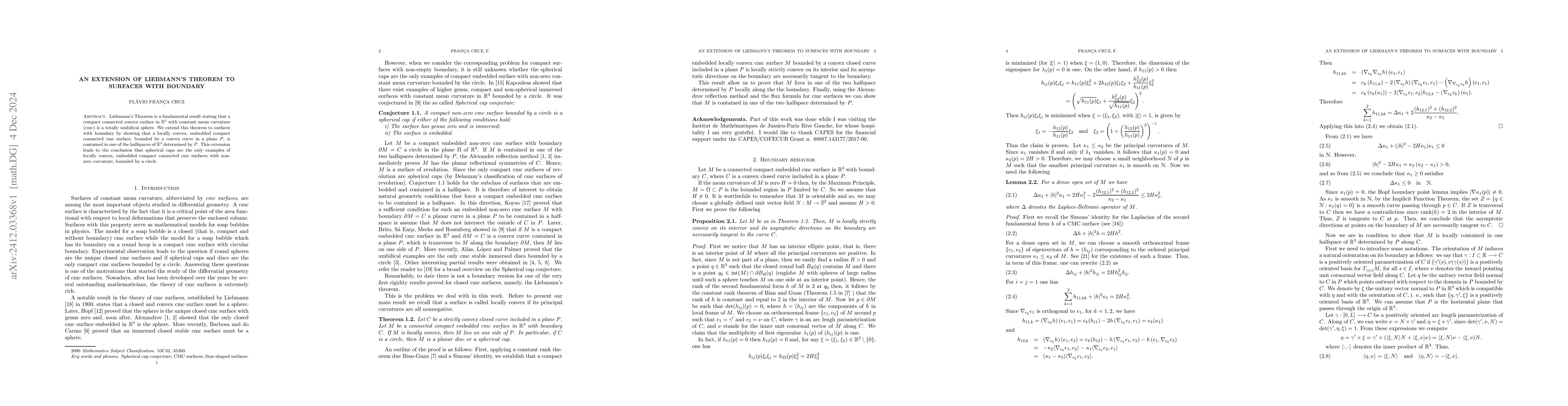Thumbnail for An extension of Liebmann's Theorem to surfaces with boundary